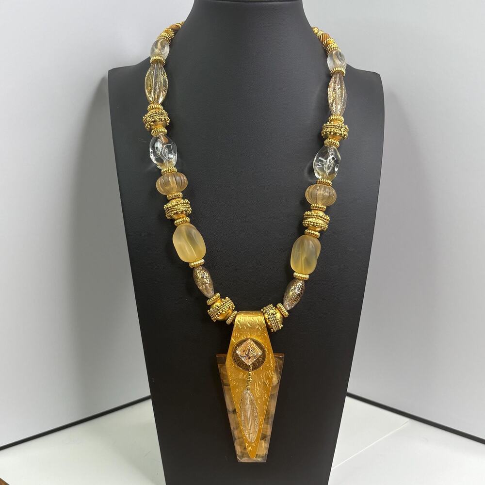 Vintage Anthony Alexander Gold Beaded Chunky Beaded Statement Necklace 20"